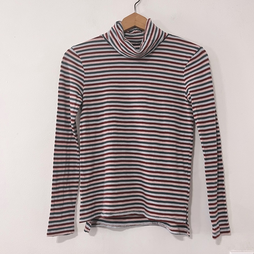 Madewell Whisper Cotton Turtleneck in Herrick Stripe XXS